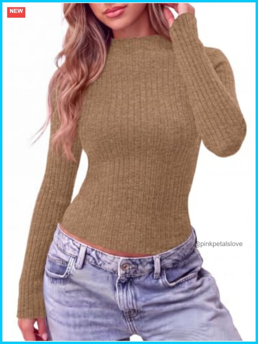 Lettuce Trim Mock Neck Slim Fit Long Sleeve Knit Pullover Sweater